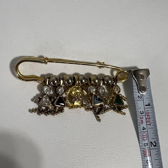 Birthstone Safety Pin Brooch Sterling 925 January March April May November Dog - Picture 10 of 10